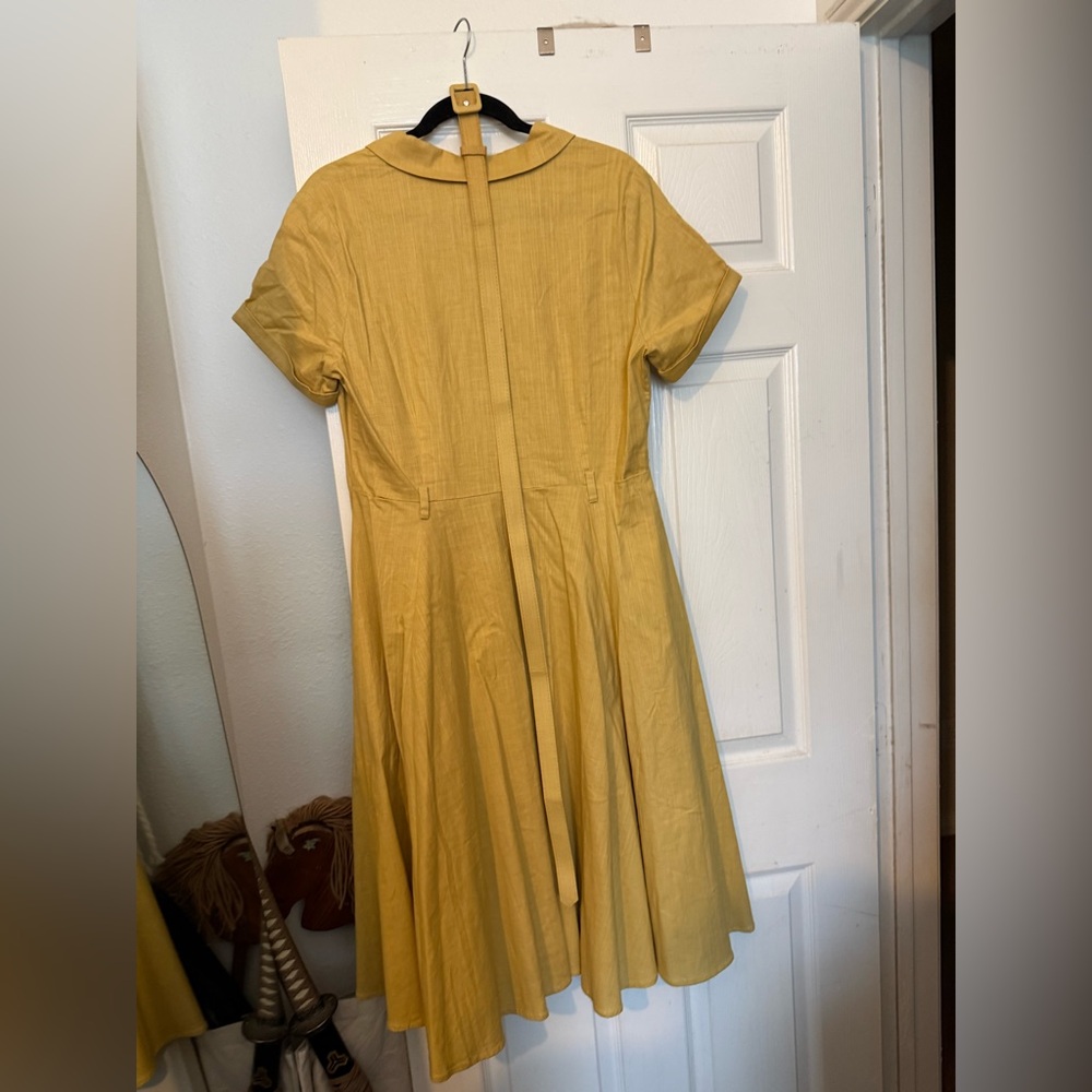 Collectif Cherish Era x Modcloth Vintage Style Yellow Midi Shirt Dress - Picture 3 of 4